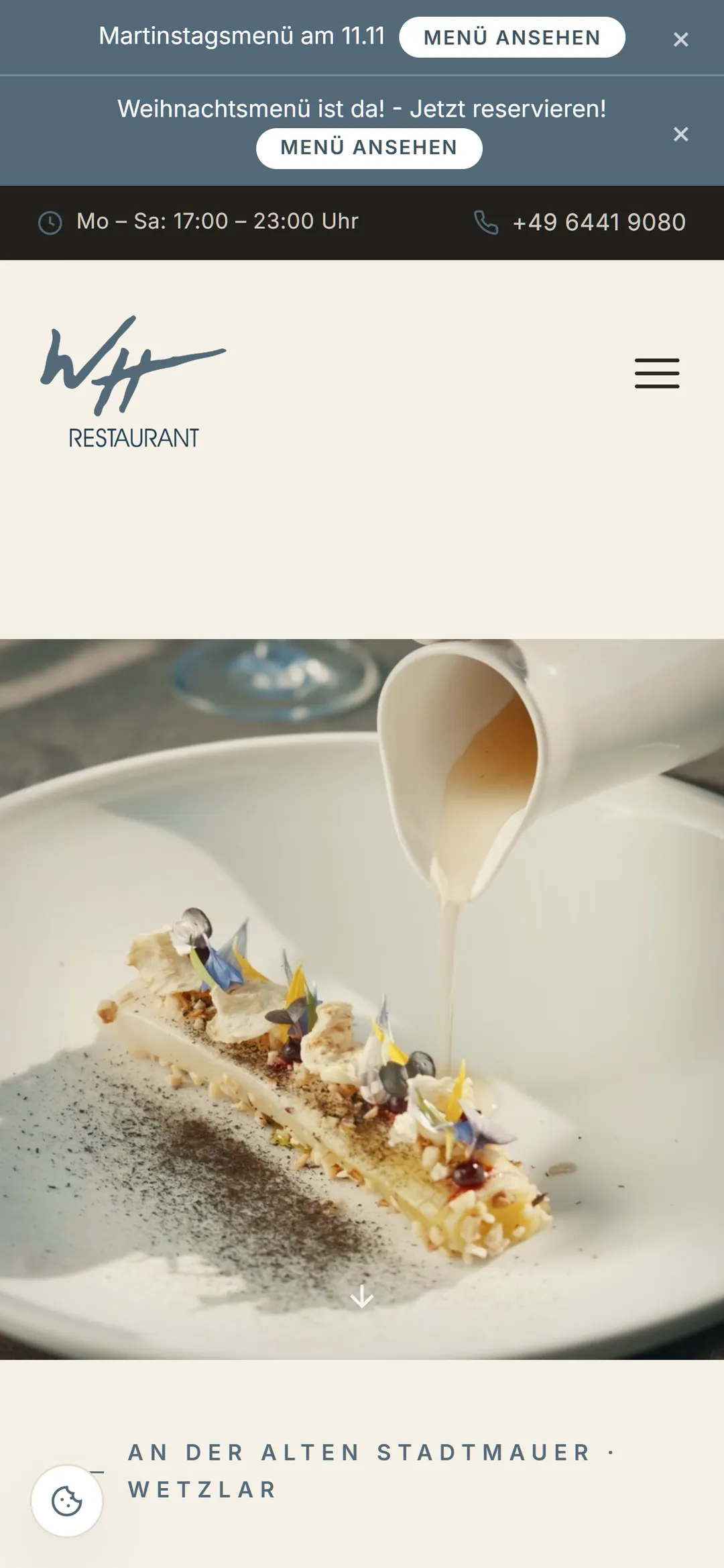 Website Restaurant Wetzlarer Hof, Handy