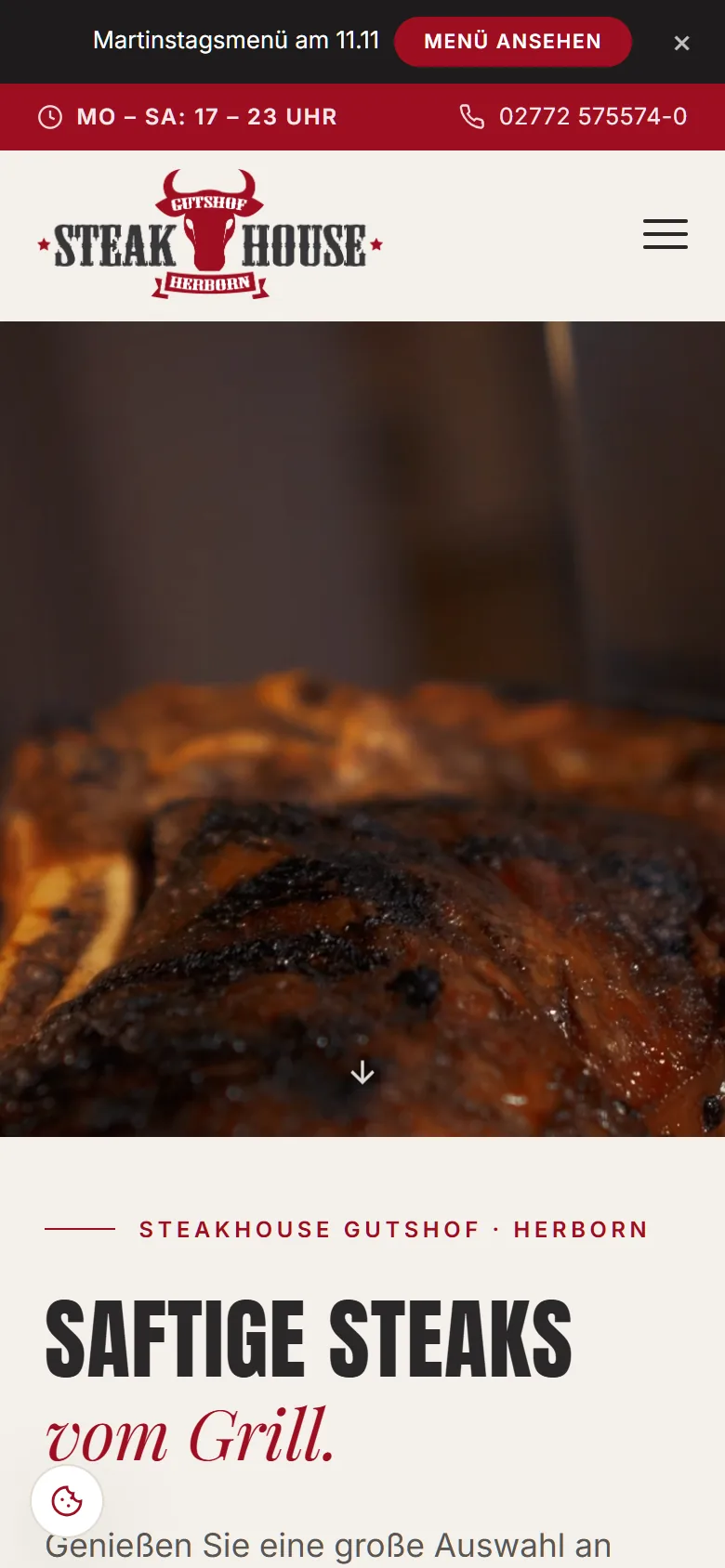 Website Steakhouse Gutshof Herborn, Handy